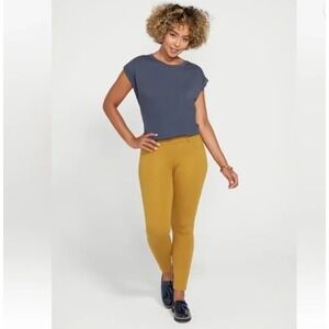 Betabrand Pants Womens M Petite Yellow Dress Yoga 7 Pocket Skinny Stretch